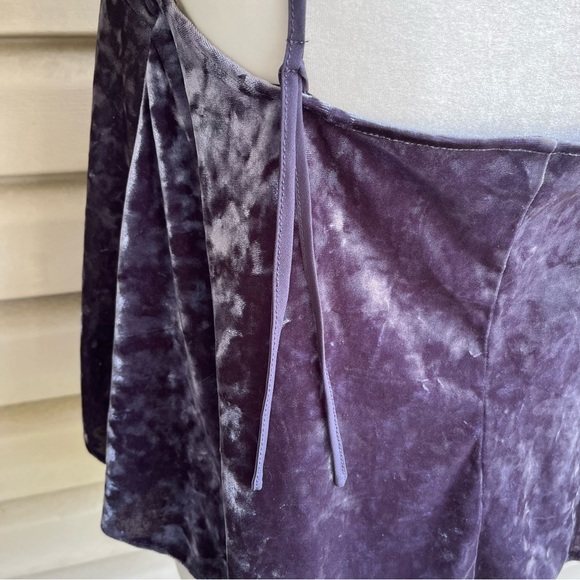 •Topshop• Silver/Grey Crushed Velvet Cropped Swing Top - Size 8 - Picture 7 of 11